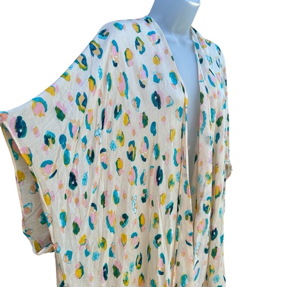RACHEL ROY Womens Multicolor Pastel Open Front Cover Up Kimono Boho Lightweight. - Picture 2 of 9